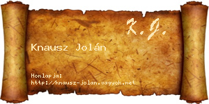 Knausz Jolán névjegykártya